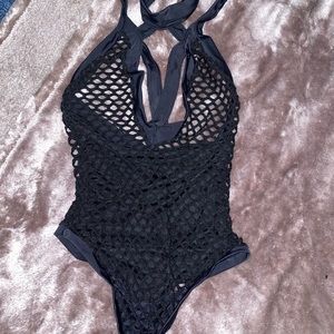 Black fishnet bodysuit